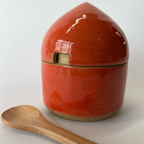 Coral Sugar Bowl with Lid