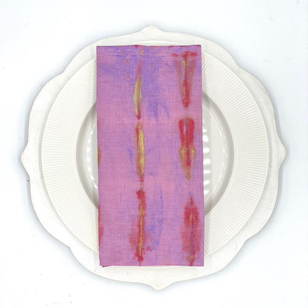 Shibori Golden Berry Linen Napkin