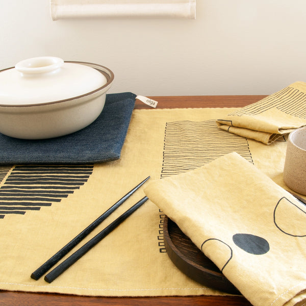 Stack Navy on Citron Table Runner