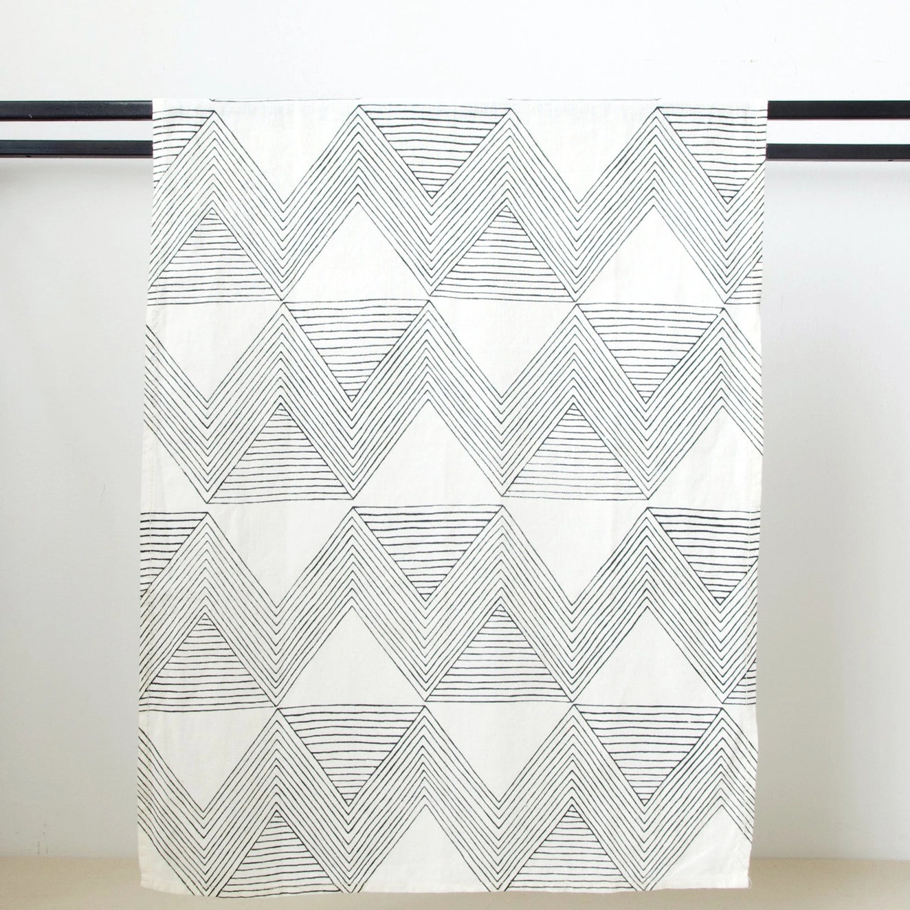 Zig Zag Charcoal on Ivory Tea Towel