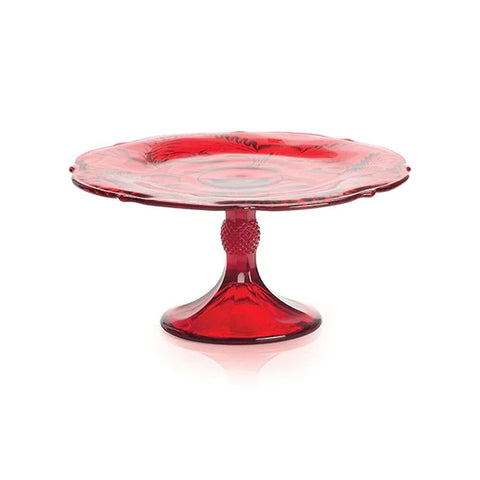Inverted Thistle Red Cake Plate, Large