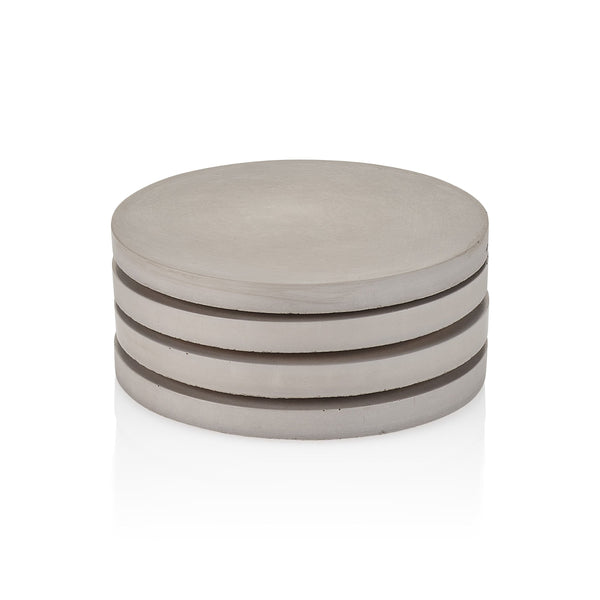 Concrete Round Gray Coasters, Set of 4