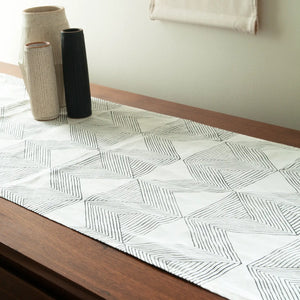 Zig Zag Charcoal on Ivory Table Runner