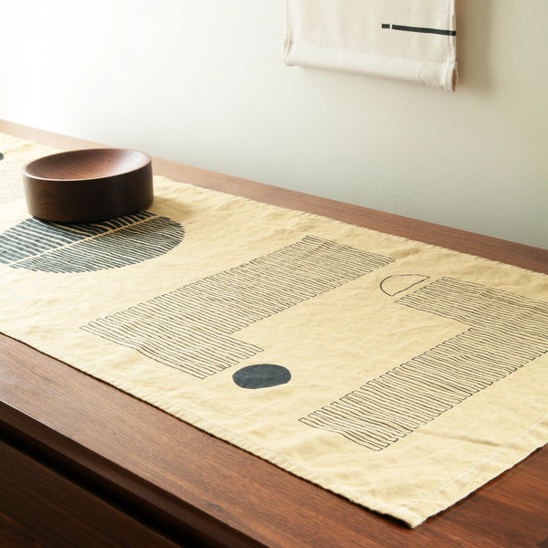 Stack Navy on Citron Table Runner