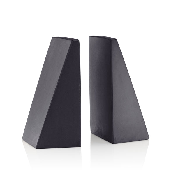 Angular Charcoal Bookends, Set of 2