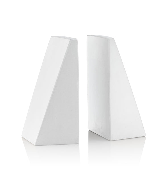 Angular White Bookends, Set of 2
