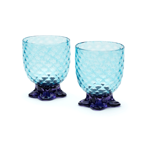 Aqua Pineapple Goblet, Set of 2