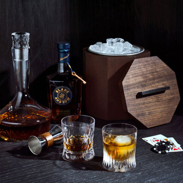 Unique Wooden Ice Bucket in Blackened Cherry
