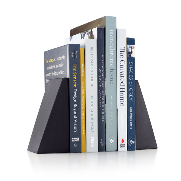 Angular Charcoal Bookends, Set of 2