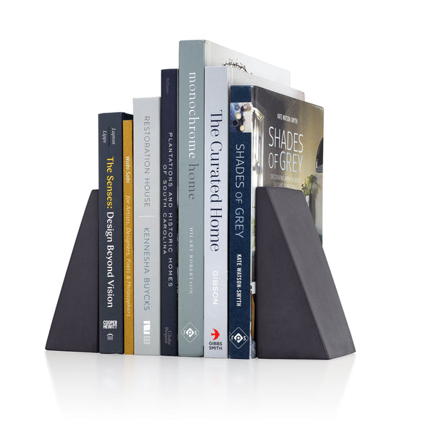 Angular Charcoal Bookends, Set of 2