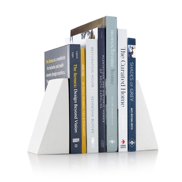 Angular White Bookends, Set of 2