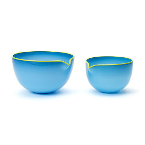 Corn Flower Blue Spouted Glass Bowl, Large