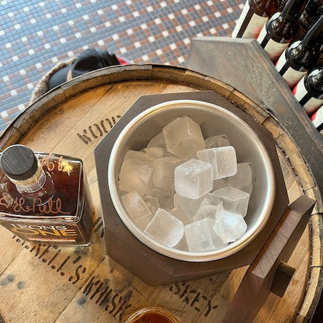 Unique Wooden Ice Bucket in Blackened Cherry