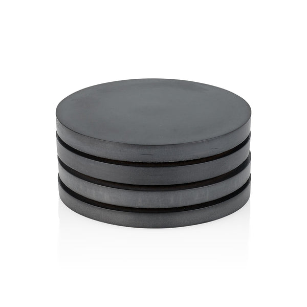 Concrete Round Charcoal Coasters, Set of 4
