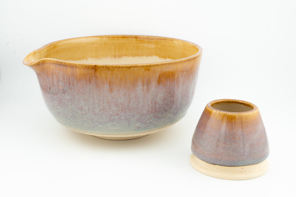 Purple Quartz Chawan Matcha Bowl with Whisk Holder