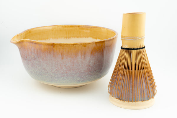 Purple Quartz Chawan Matcha Bowl with Whisk Holder