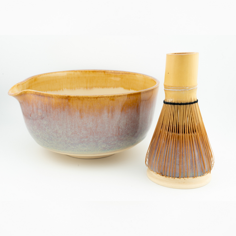 Purple Quartz Chawan Matcha Bowl with Whisk Holder