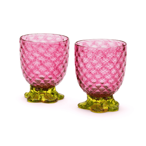 Pink Pineapple Goblet, Set of 2
