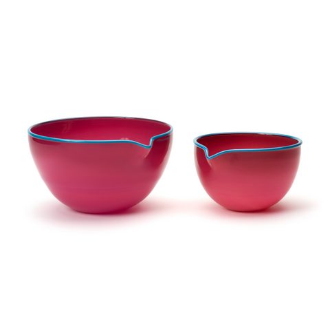 Raspberry Sorbet Spouted Glass Bowl, Small