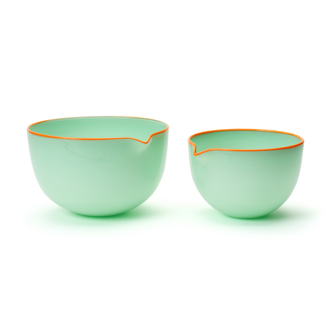 Seafoam Green Spouted Glass Bowl, Large