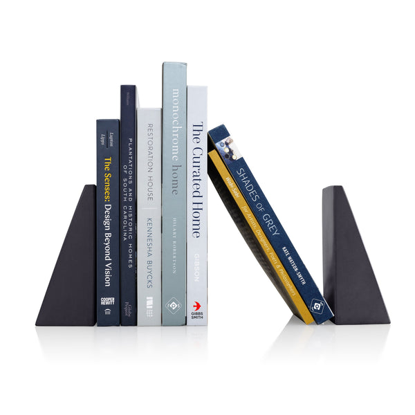 Angular Charcoal Bookends, Set of 2