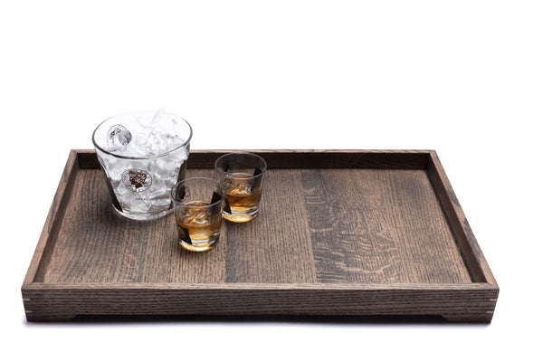Modern Wooden Tray with Brass Details