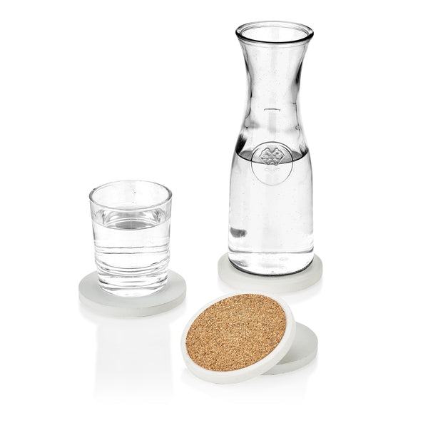 Concrete Round White Coasters, Set of 4