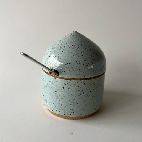 Light Blue Sugar Bowl with Lid