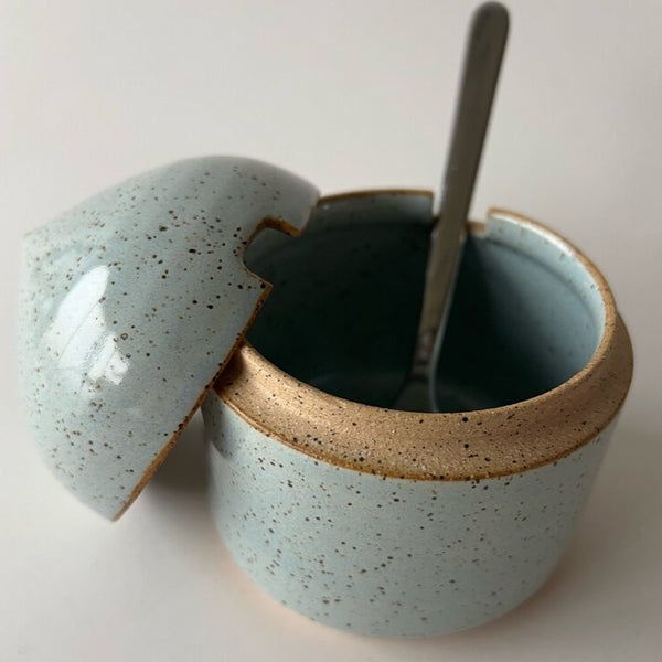 Light Blue Sugar Bowl with Lid