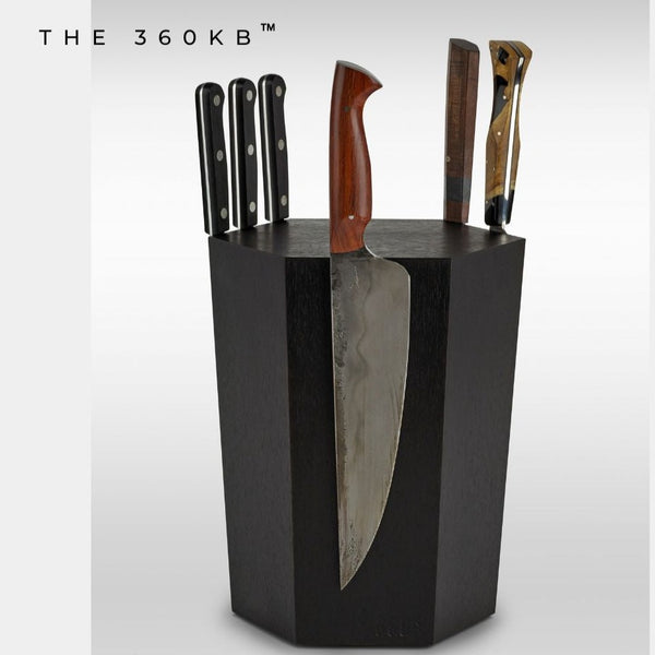 Personalized Ebonized Black Walnut 360KB™ Knife Block