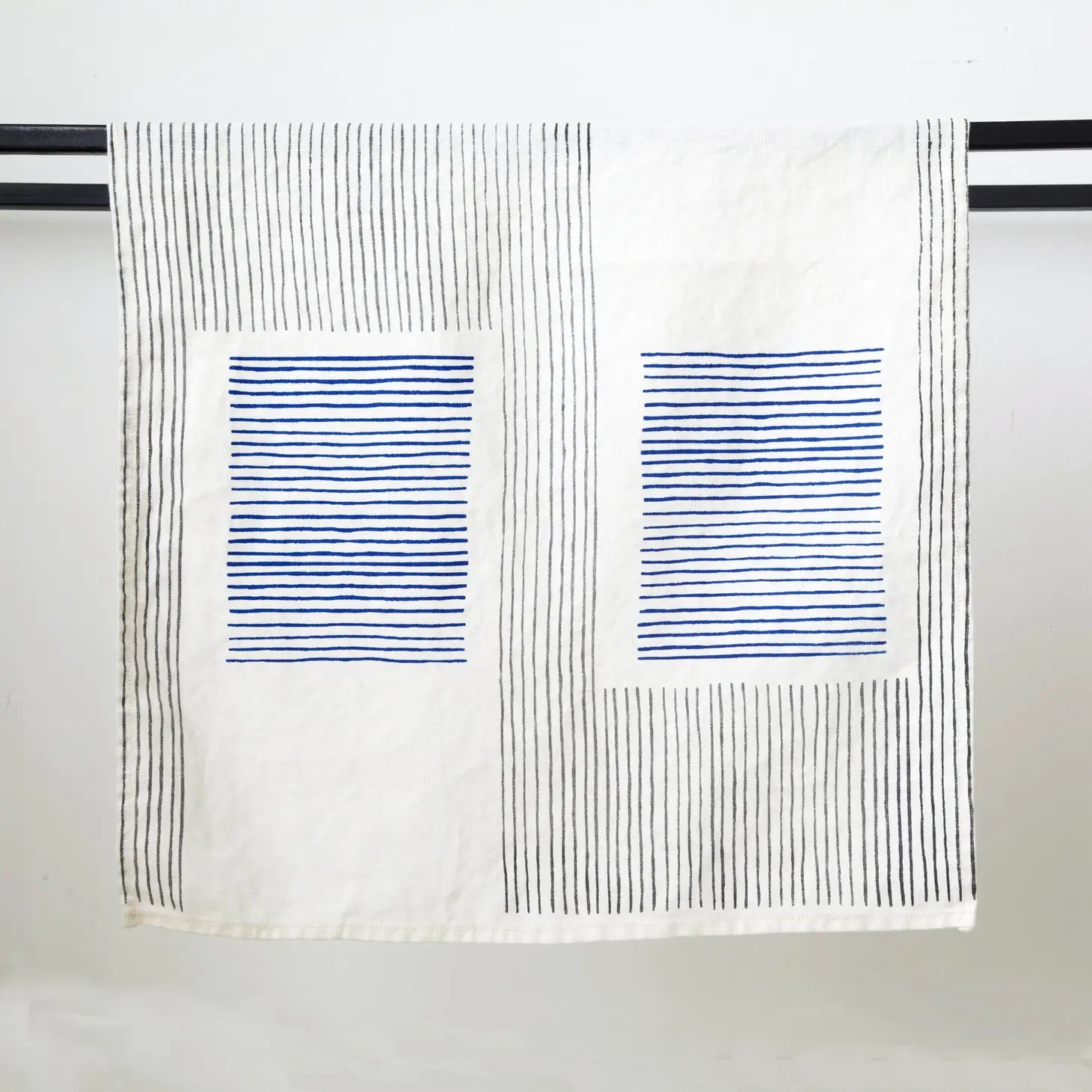 Duo Blau Charcoal on Ivory Linen Napkin
