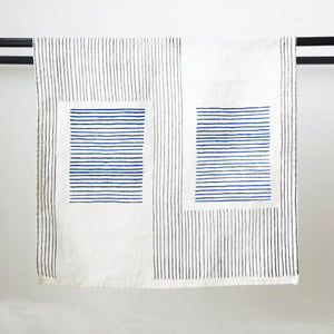 Duo Blau Charcoal on Ivory Linen Napkin