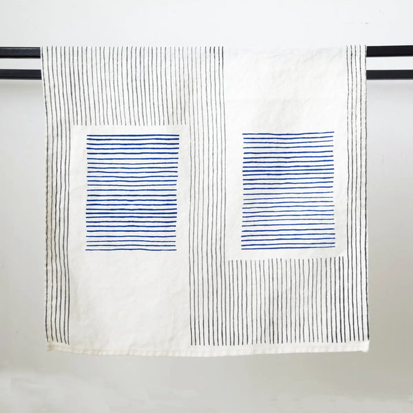 Duo Blau Charcoal on Ivory Linen Napkin