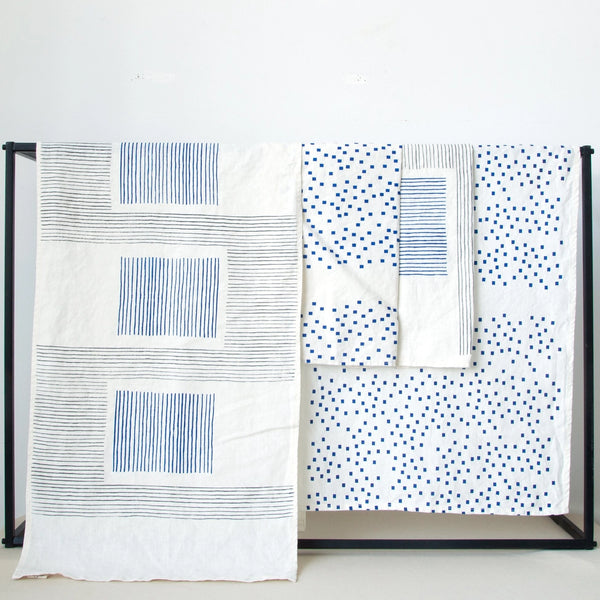 Duo Blau Charcoal on Ivory Tea Towel