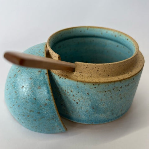 Robin's Egg Sugar Bowl with Lid