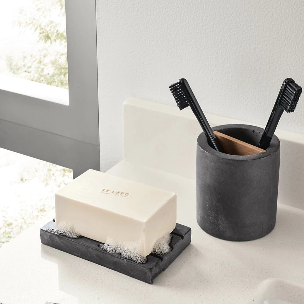 PLC Charcoal Soap Grooved Tray & Tumbler Set