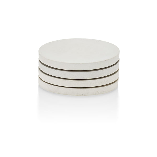 Concrete Round White Coasters, Set of 4