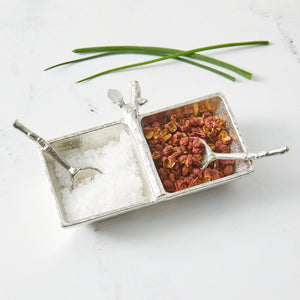 Twig Salt + Pepper Tray with Spoon Set