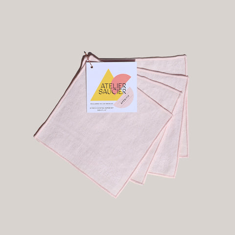 Blush Linen Cocktail Napkins, Set of 4