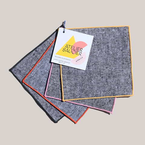 Rainbow Chambray Cocktail Napkins, Set of 4