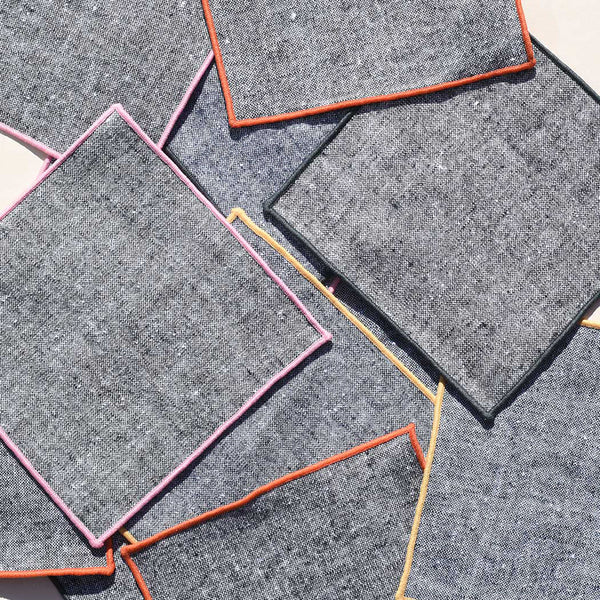 Rainbow Chambray Cocktail Napkins, Set of 4