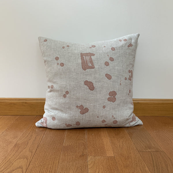 Drips Oatmeal Linen Pillow in Terracotta