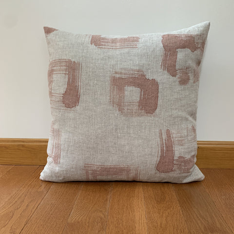 Windows Oatmeal Linen Pillow in Terracotta