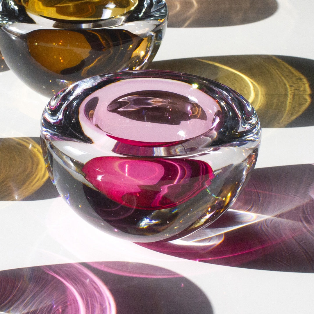 Thick Glass Fuchsia Votive Holder