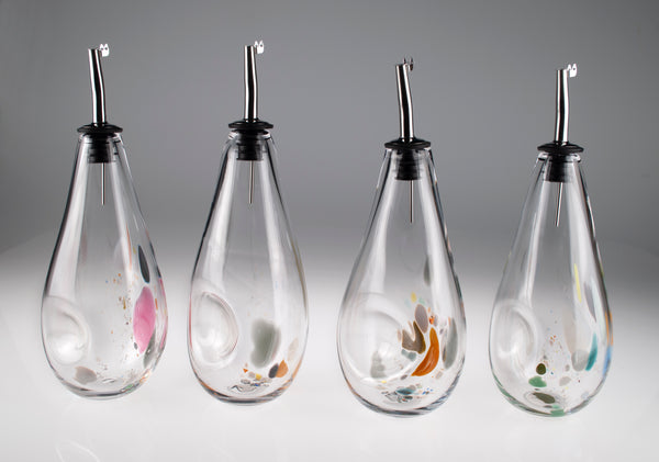 Thick Glass Confetti Oil Cruet