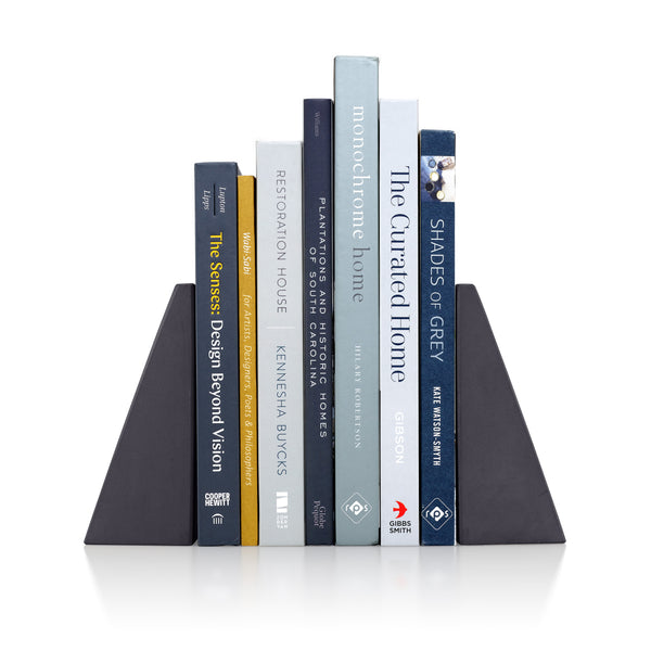 PLC Angular Charcoal Bookends, Set of 2