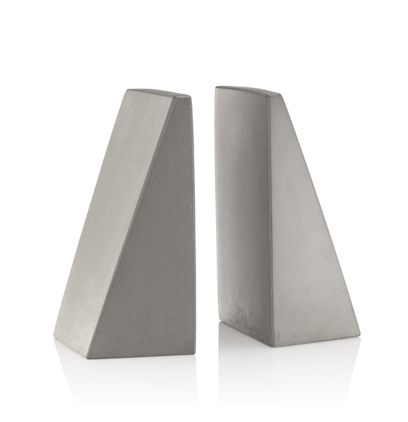 PLC Angular Gray Bookends, Set of 2