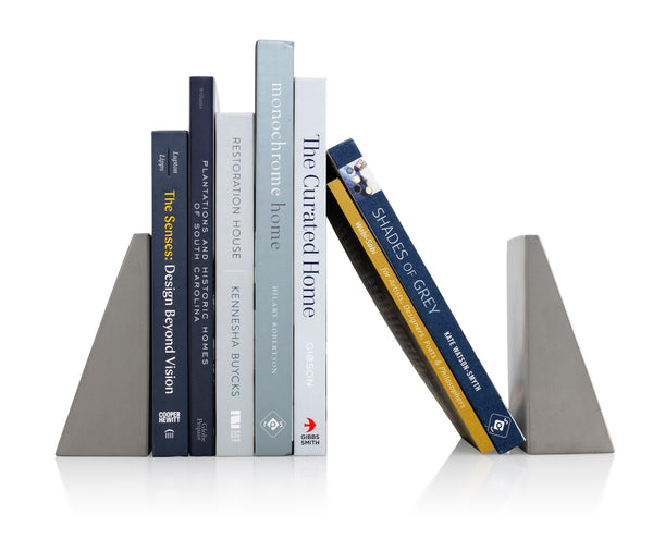 PLC Angular Gray Bookends, Set of 2