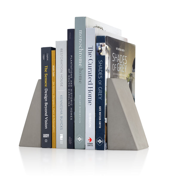 PLC Angular Gray Bookends, Set of 2