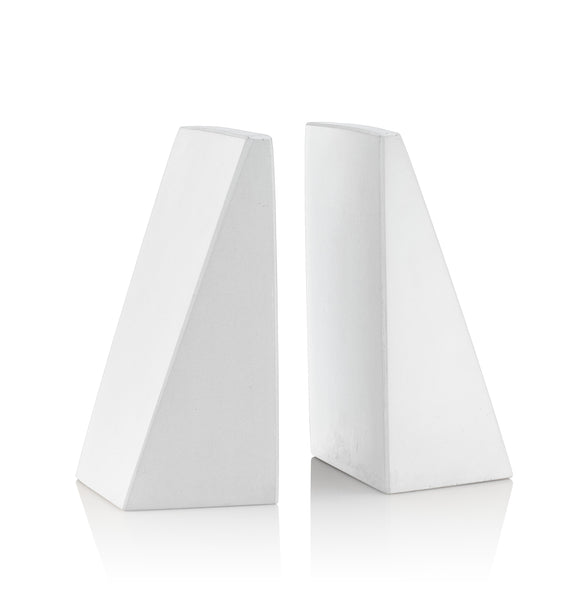 PLC Angular White Bookends, Set of 2